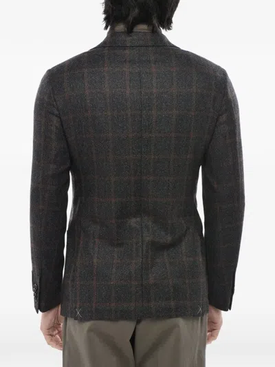 Corneliani Checked-pattern Single-breasted Blazer In 그레이