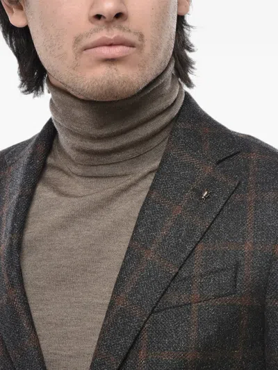 Corneliani Checked-pattern Single-breasted Blazer In 그레이