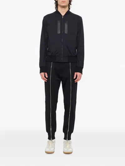 Juunj Leather-patch Bomber Jacket In Blue
