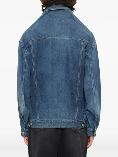 Doublet Distorted Cutting Denim Jacket In Blue