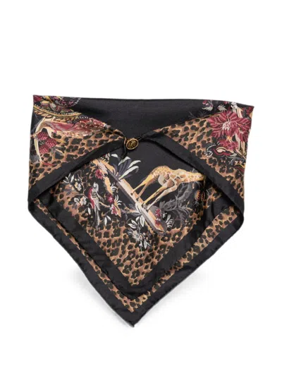 Etro Paisley Patterned Silk Scarf In Black