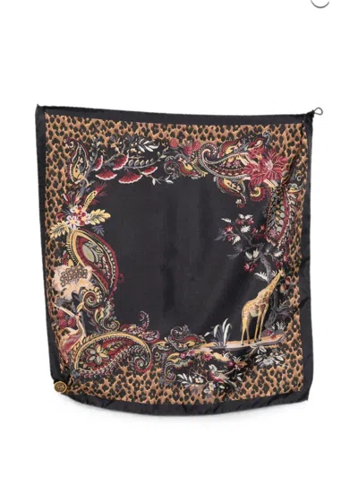 Etro Paisley Patterned Silk Scarf In Black