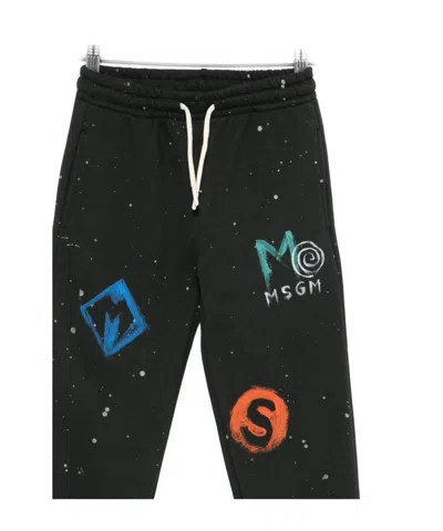 Msgm Logo Sweatpants In Black