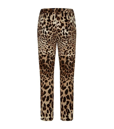 Shop Dolce & Gabbana Leopard Print Slim Denim Trousers