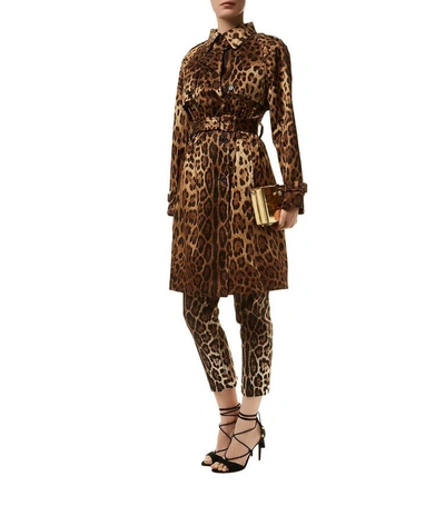 Shop Dolce & Gabbana Leopard Print Slim Denim Trousers