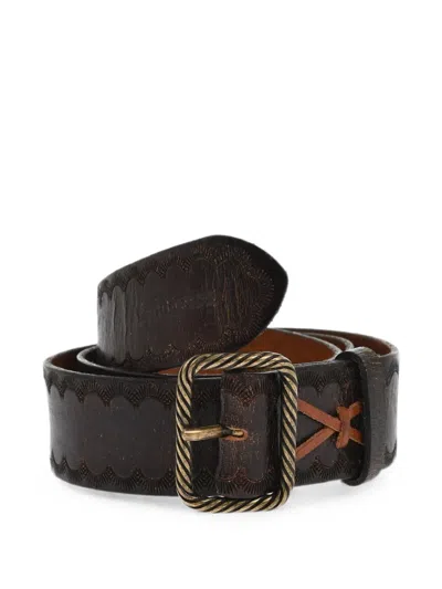 Dsquared2 Embossed Decorative-motif Belt In Brown