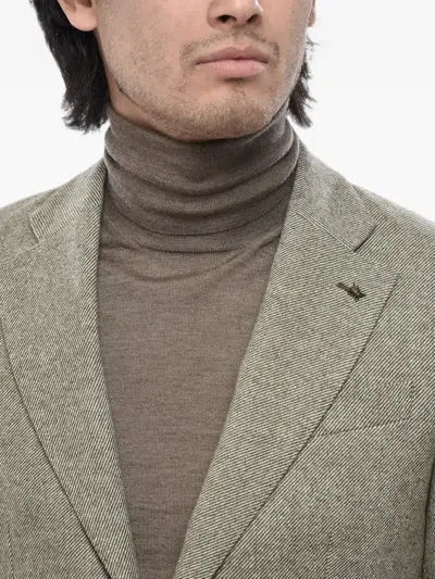 Corneliani Single-breasted Wool-blend Jacket In Multi