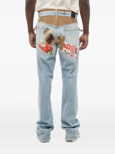 Dsquared2 Fringe-detail Patchwork Jeans In Blue