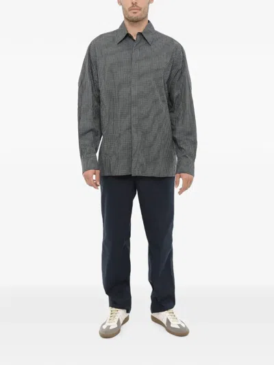 Ader Error Checked Long-sleeve Cotton Shirt In Gray