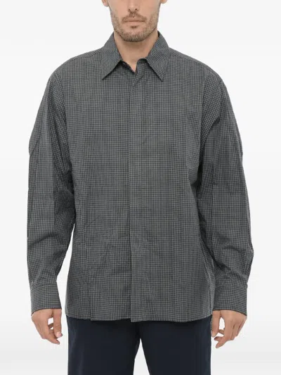 Ader Error Checked Long-sleeve Cotton Shirt In Gray