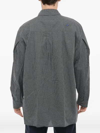 Ader Error Checked Long-sleeve Cotton Shirt In Gray