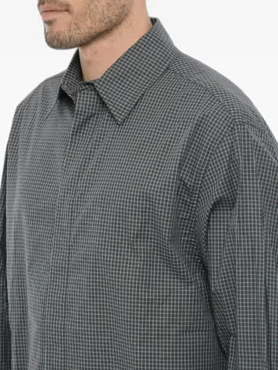 Ader Error Checked Long-sleeve Cotton Shirt In Gray