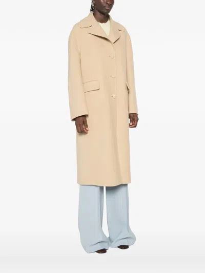 Ermanno Scervino Single-breasted Flap-pocket Coat In Neutral