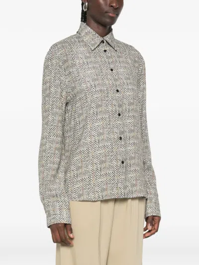 Ermanno Scervino Herringbone-pattern Shirt In Gray