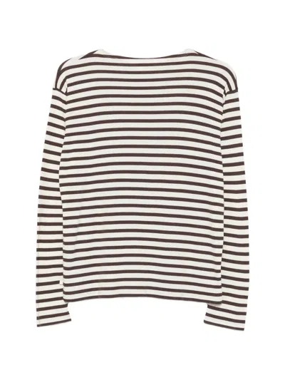 Closed Horizontal-stripe Long-sleeve T-shirt In Brown