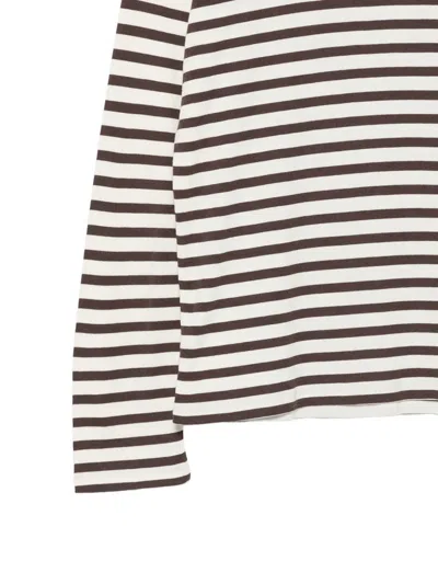 Closed Horizontal-stripe Long-sleeve T-shirt In Brown