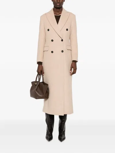 Eraldo Double-breasted Peaked-lapel Coat In Brown