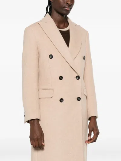 Eraldo Double-breasted Peaked-lapel Coat In Brown