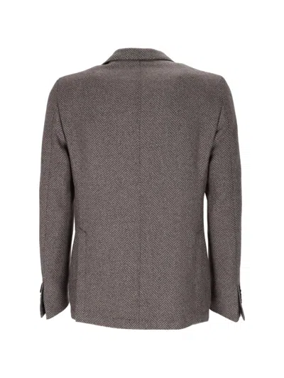 Brando Herringbone-pattern Blazer In Brown