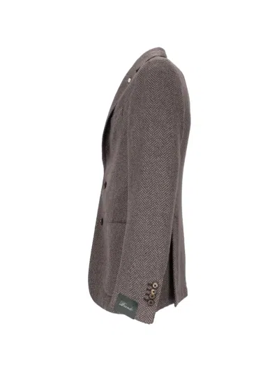 Brando Herringbone-pattern Blazer In Brown