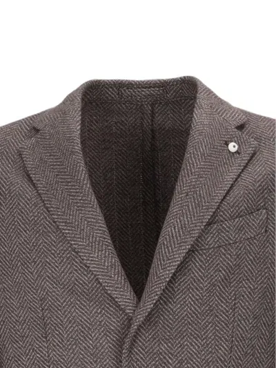 Brando Herringbone-pattern Blazer In Brown