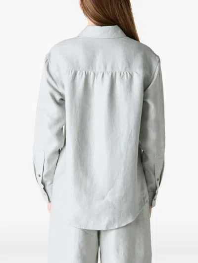 God's True Cashmere Silver Solid Linen Button-front Shirt In Gray