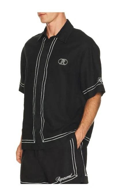 Represent Black Shirt With Logo Embroidery On Front And Rear And Contrasting Trims In Black