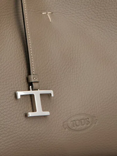 Tod's Bag In Leather Mini In Gray, Brown