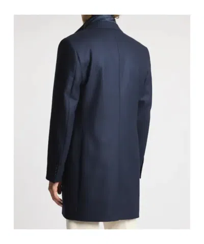 Fay Tailored Inner Down Jacket Three-button Coat In Blue