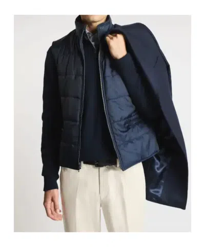 Fay Tailored Inner Down Jacket Three-button Coat In Blue
