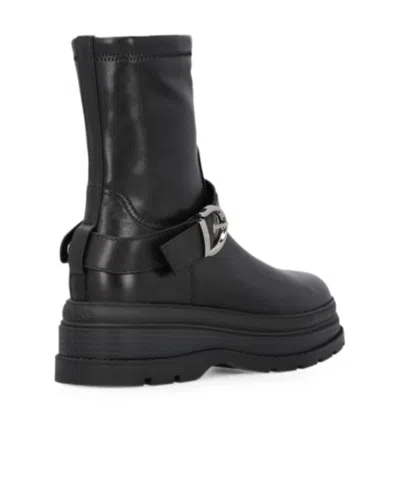 Pinko Ankle Boots With Silver Buckle And Sturdy Sole In Black