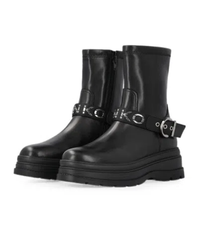 Pinko Ankle Boots With Silver Buckle And Sturdy Sole In Black