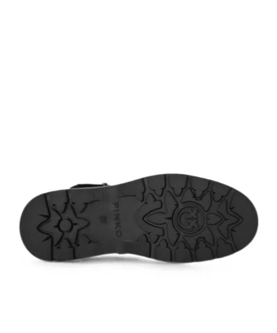 Pinko Ankle Boots With Silver Buckle And Sturdy Sole In Black
