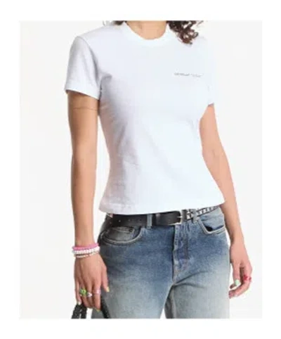 Off-white Logo-print Fitted T-shirt In White
