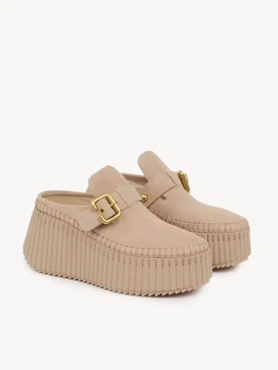 Chloé Nama Platform Clogs In Sand-colored