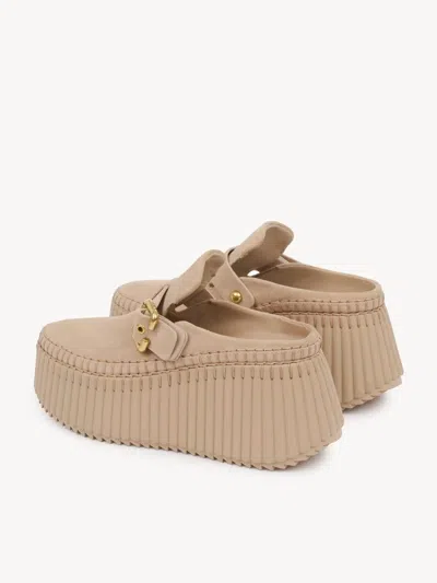 Chloé Nama Platform Clogs In Sand-colored