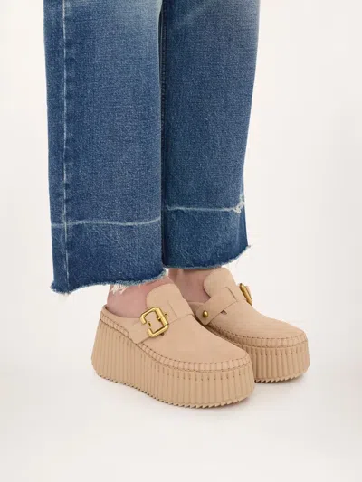 Chloé Nama Platform Clogs In Sand-colored