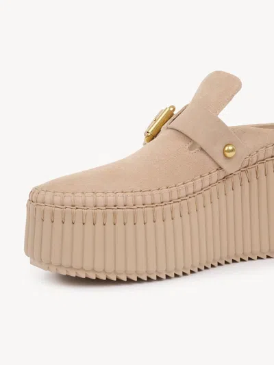 Chloé Nama Platform Clogs In Sand-colored