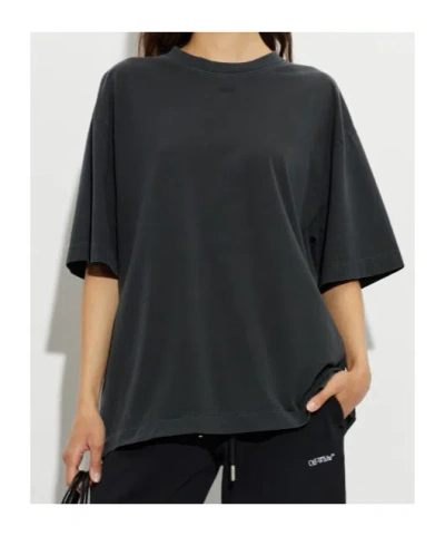 Off-white Logo-embroidered T-shirt In Black
