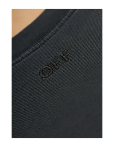 Off-white Logo-embroidered T-shirt In Black