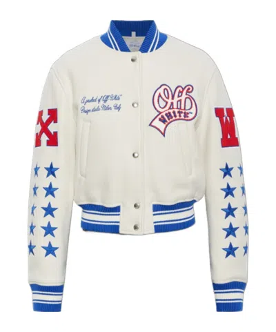 Off-white Logo-patch Bomber Jacket In White