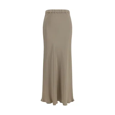 Max Mara Beige Solid Maxi Skirt In Brown