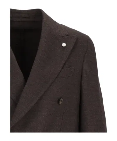 Lubiam Double-breasted Blazer In Brown