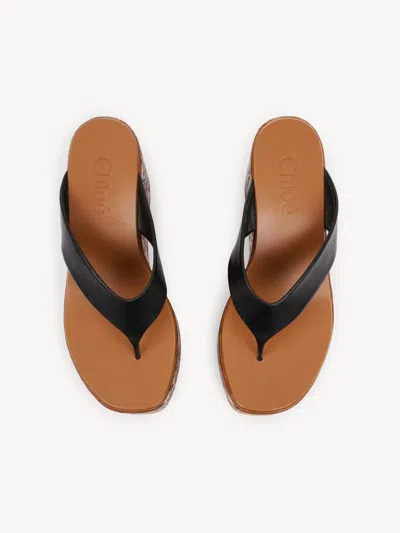 Chloé Maxime Graffiti-print Wedge Sandals In Black