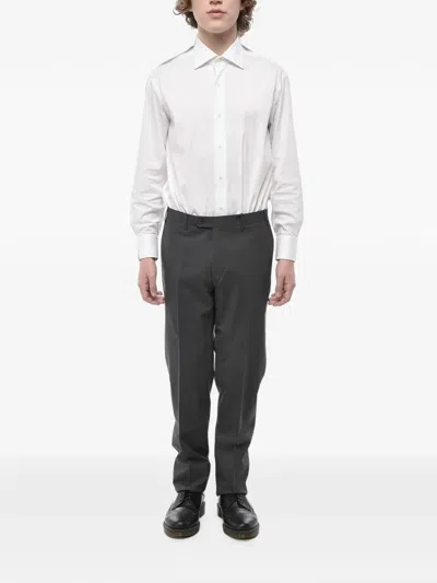 Corneliani Belt-loop Virgin-wool Trousers In Grey