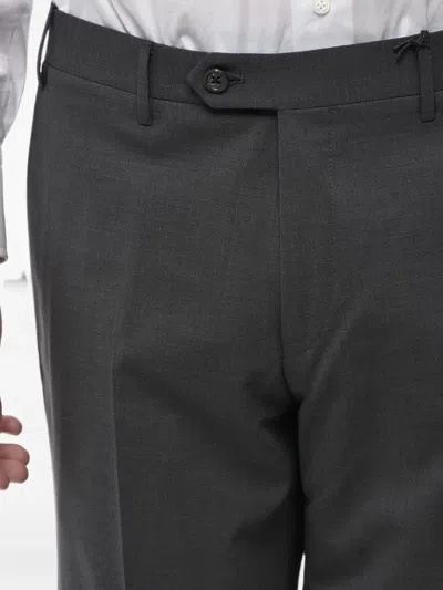 Corneliani Belt-loop Virgin-wool Trousers In Grey