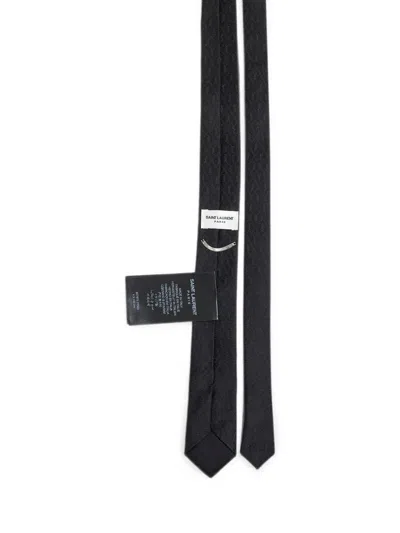 Saint Laurent Monogram Silk Tie In Pattern
