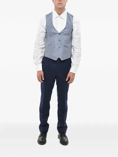 Corneliani Geometric-pattern Silk Waistcoat In Gray