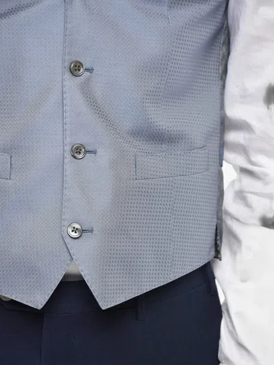 Corneliani Geometric-pattern Silk Waistcoat In Gray