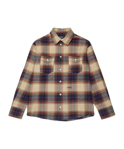 Dsquared2 Check-pattern Logo-plaque Shirt In Multi